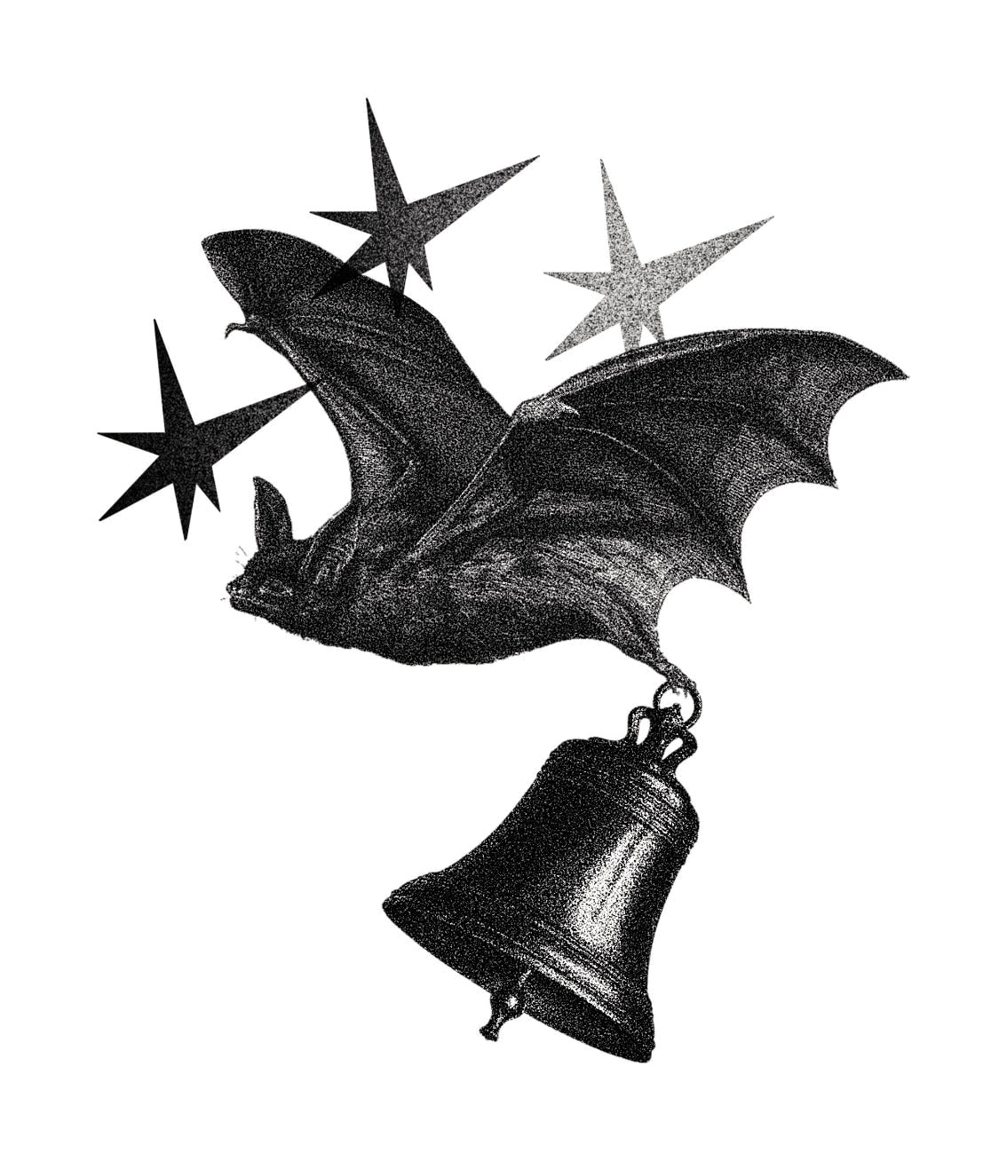Flash-Design: Fledermaus mit Glocke und Sternen, gezeichnet von Florian Rudolph in Berlin